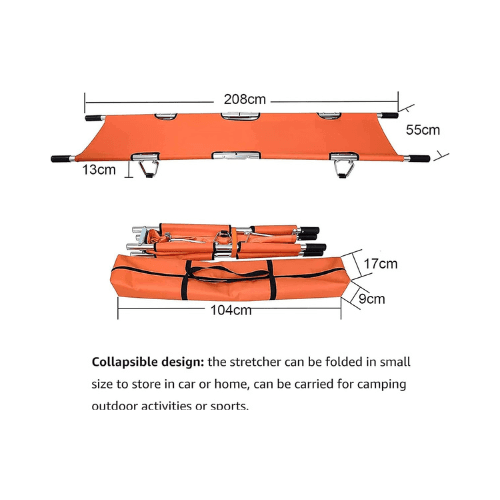 Folding Patient Stretcher, Orange