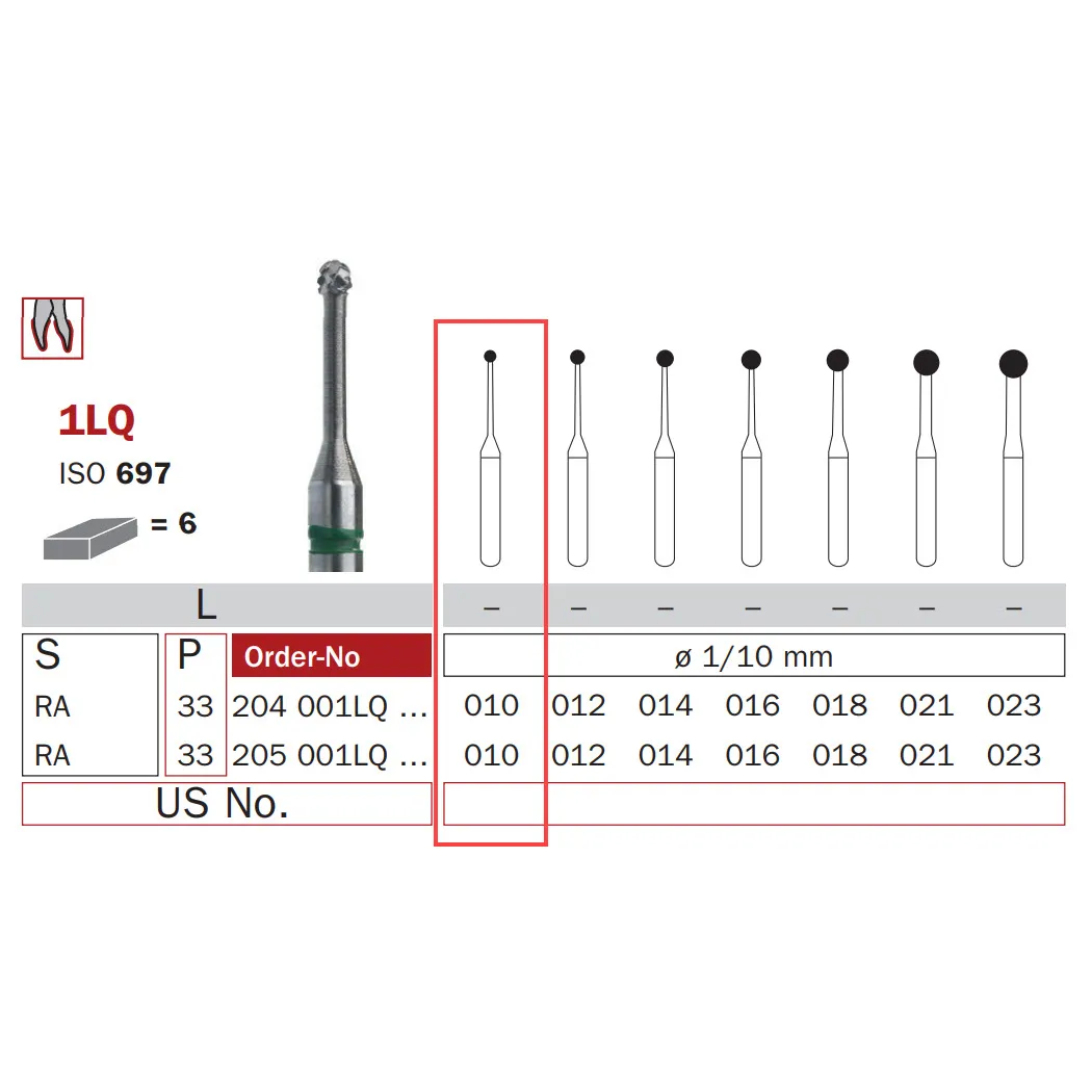 Carbide Bur, Long RA 010, Round ISO #697