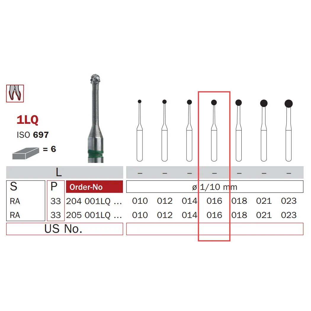 Carbide Bur, Long RA 016, Round ISO #697