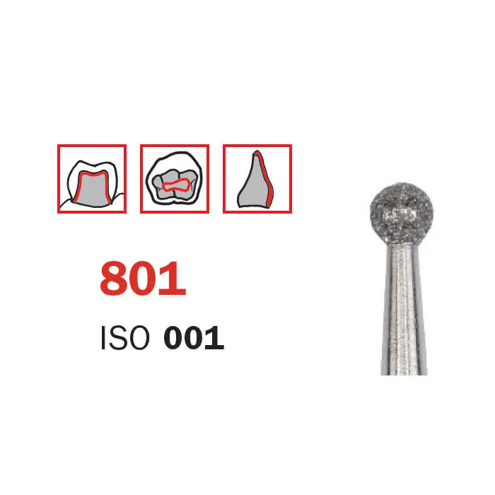 Diamond Bur, FG 012 Short, Medium, Round ISO #001