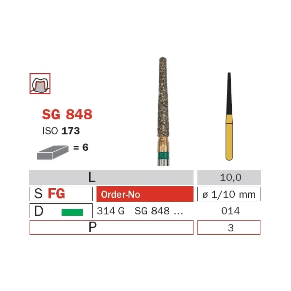 سنبلة ألماسية، FG 014، خشنة، مخروط مقطوع (Goldies) ISO #173