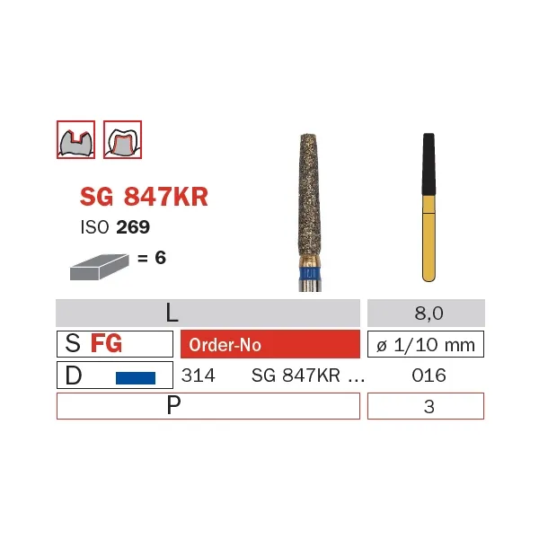 سنبلة ألماسية، FG 016، متوسطة، مخروط مقطوع (Goldies) ISO #546