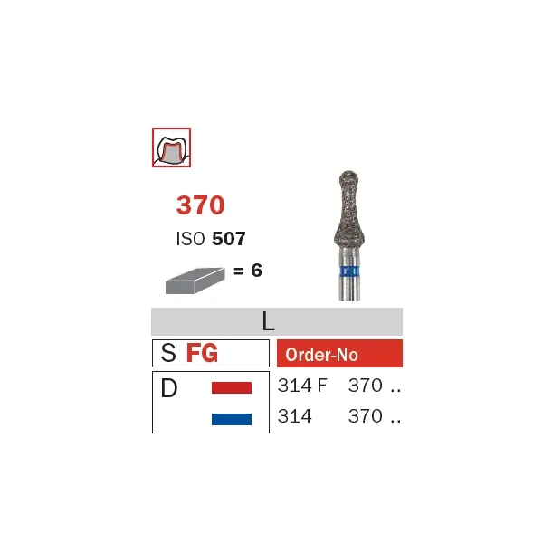 Diamond Bur, FG 023, Medium, Neck ISO #507