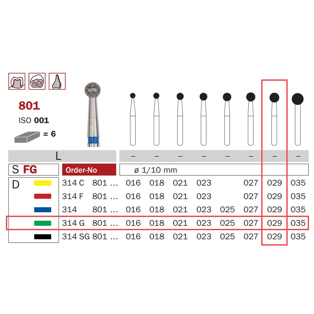 سنابل ألماسية، FG 029، خشنة، مستديرة ISO #001