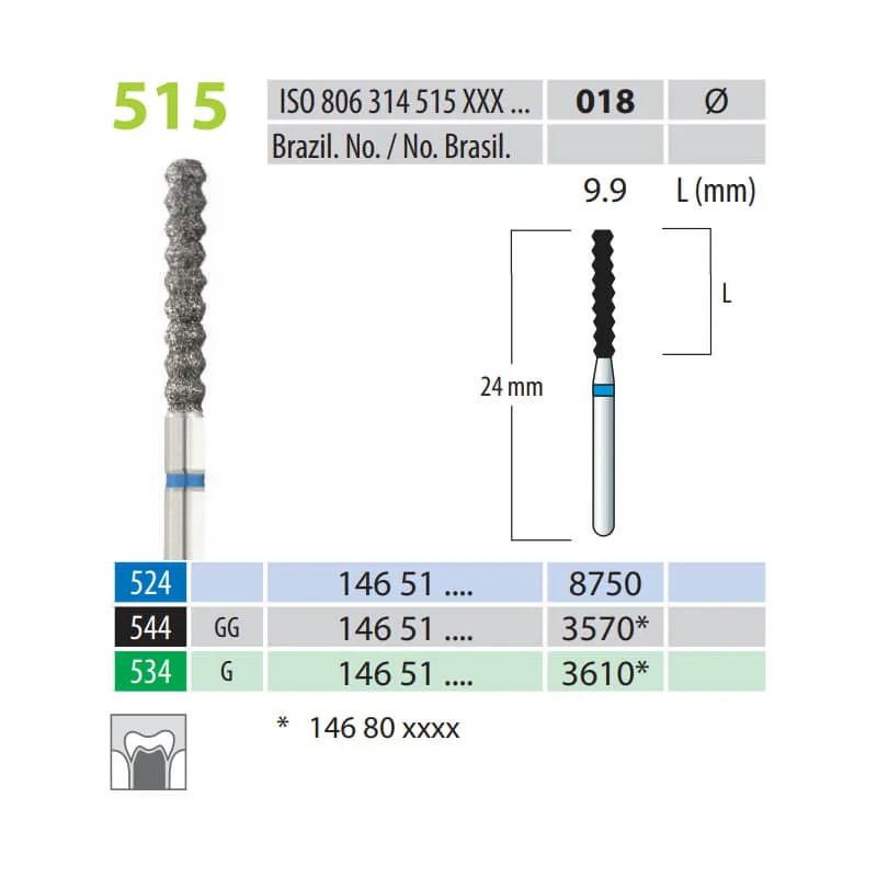 Diamond Burs, Cylinder ZigZag, FG 515-018, Medium