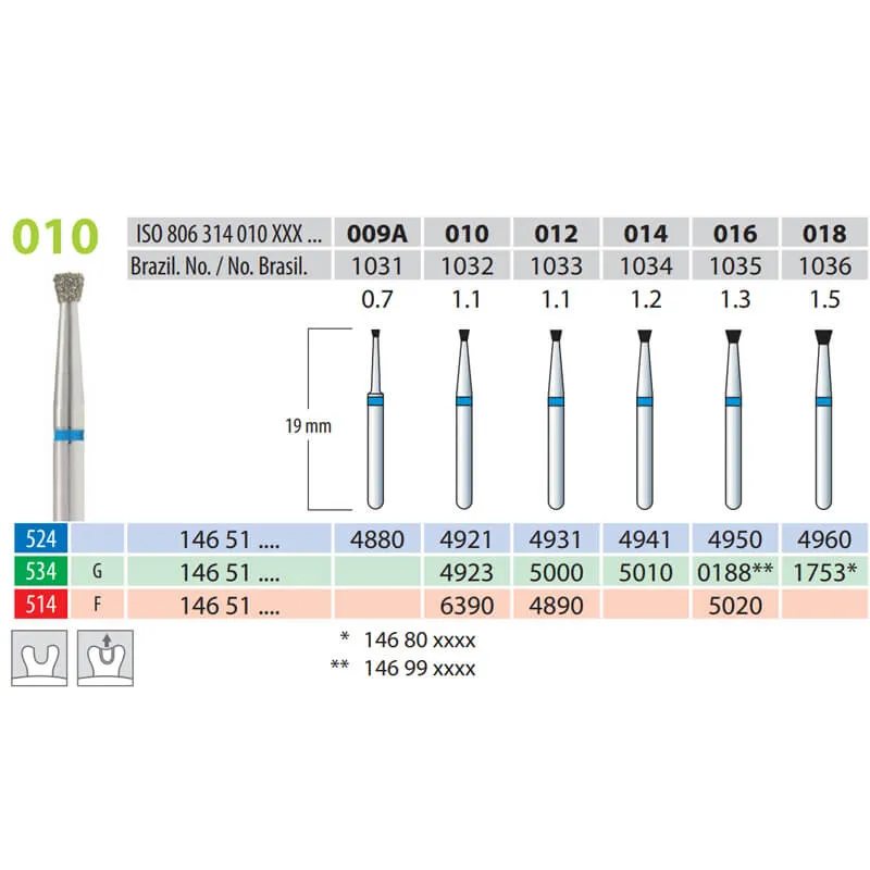 Diamond Burs, Inverted Cone, FG 10-016, Fine