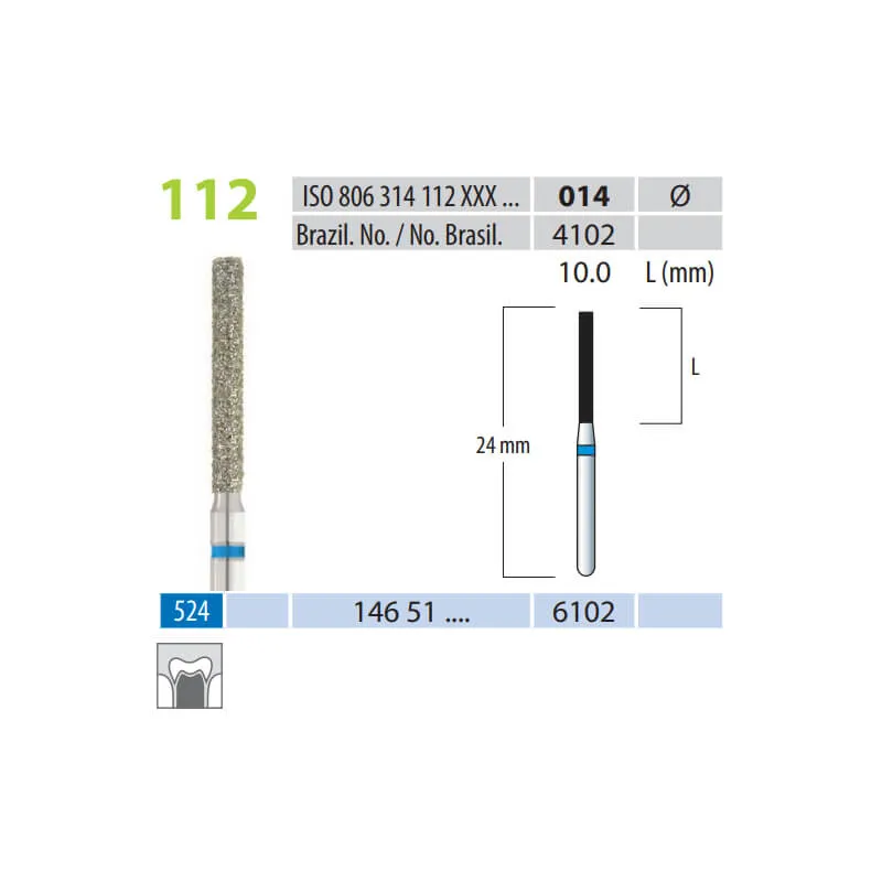 Diamond Burs, Long Cylinder, FG 112-014, Medium