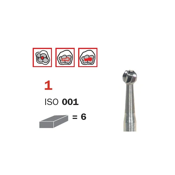 سنبلة كربيد جراحية، FG 023، طويلة جدًا، مستديرة ISO #001