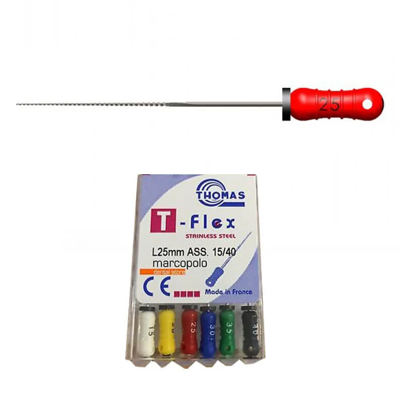 Thomas K-File T-Flex 25mm #15 الفولاذ المقاوم للصدأ