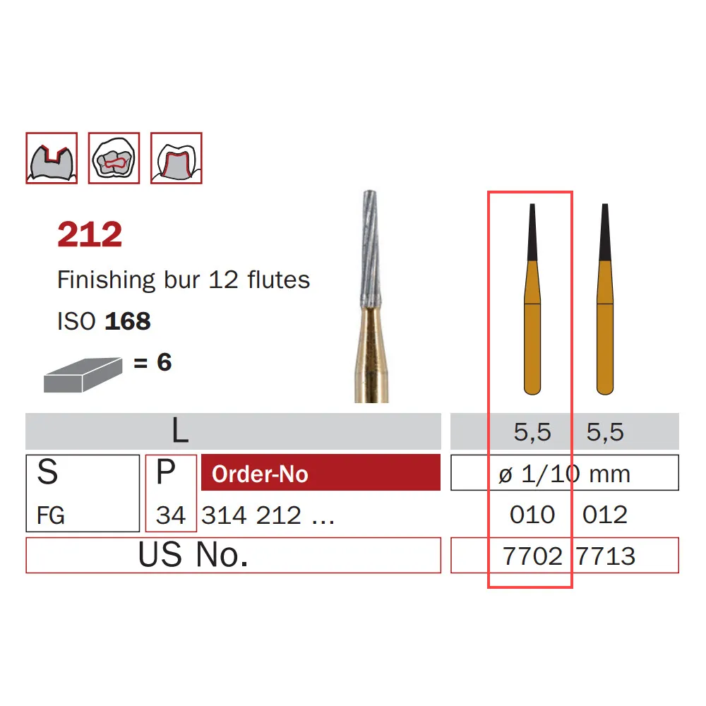 سنابل كربيد للتشطيب، FG 010، مخروط مقطوع، 12 شفرة، ISO #168