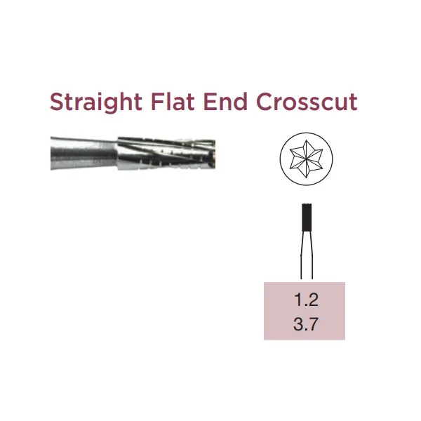 Operative Carbide Bur, Straight Flat End Crosscut, Short FG-012