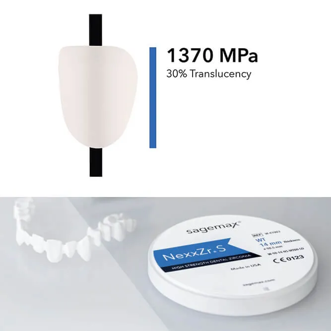 NexxZr S, White, 98, 12mm, High Strength, Zirconia Disc Block