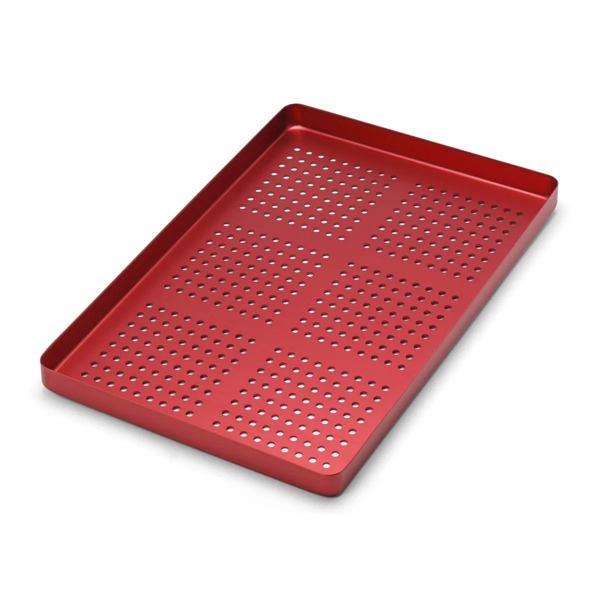 Perforated Aluminum Tray Red Normal 285x185x15mm