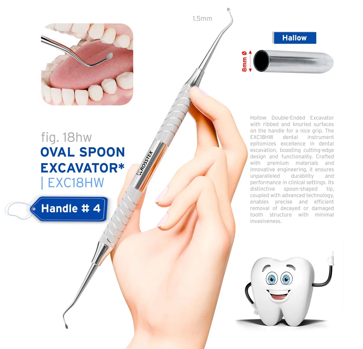 Dental Excavator 18W, Handle No. 4