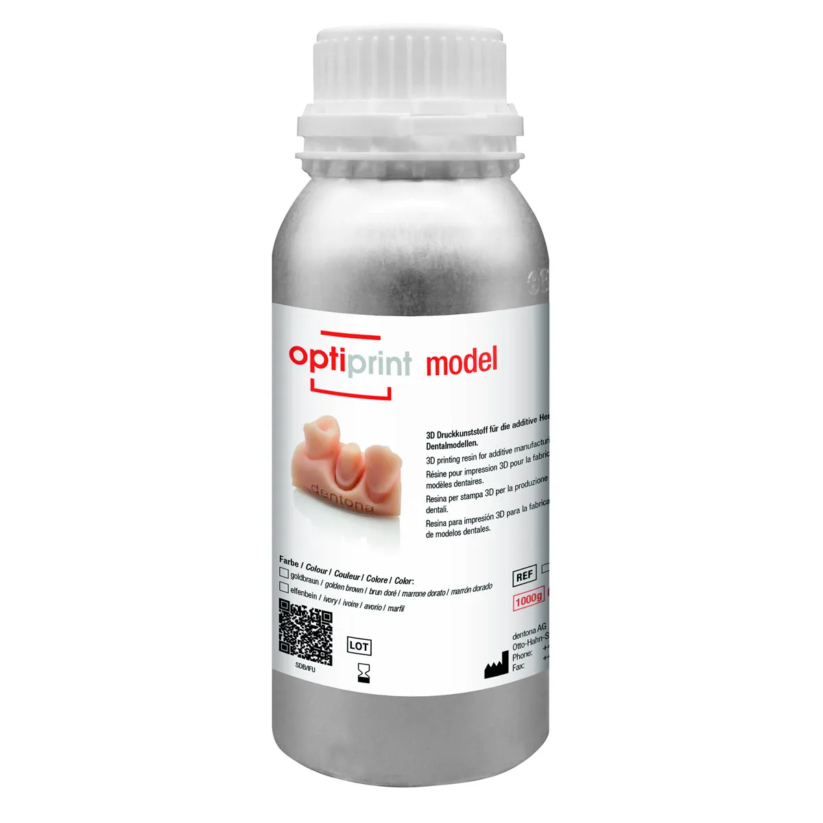 Optiprint Model, 3D Printing Resin for Dental Models, Ivory, 1 kg