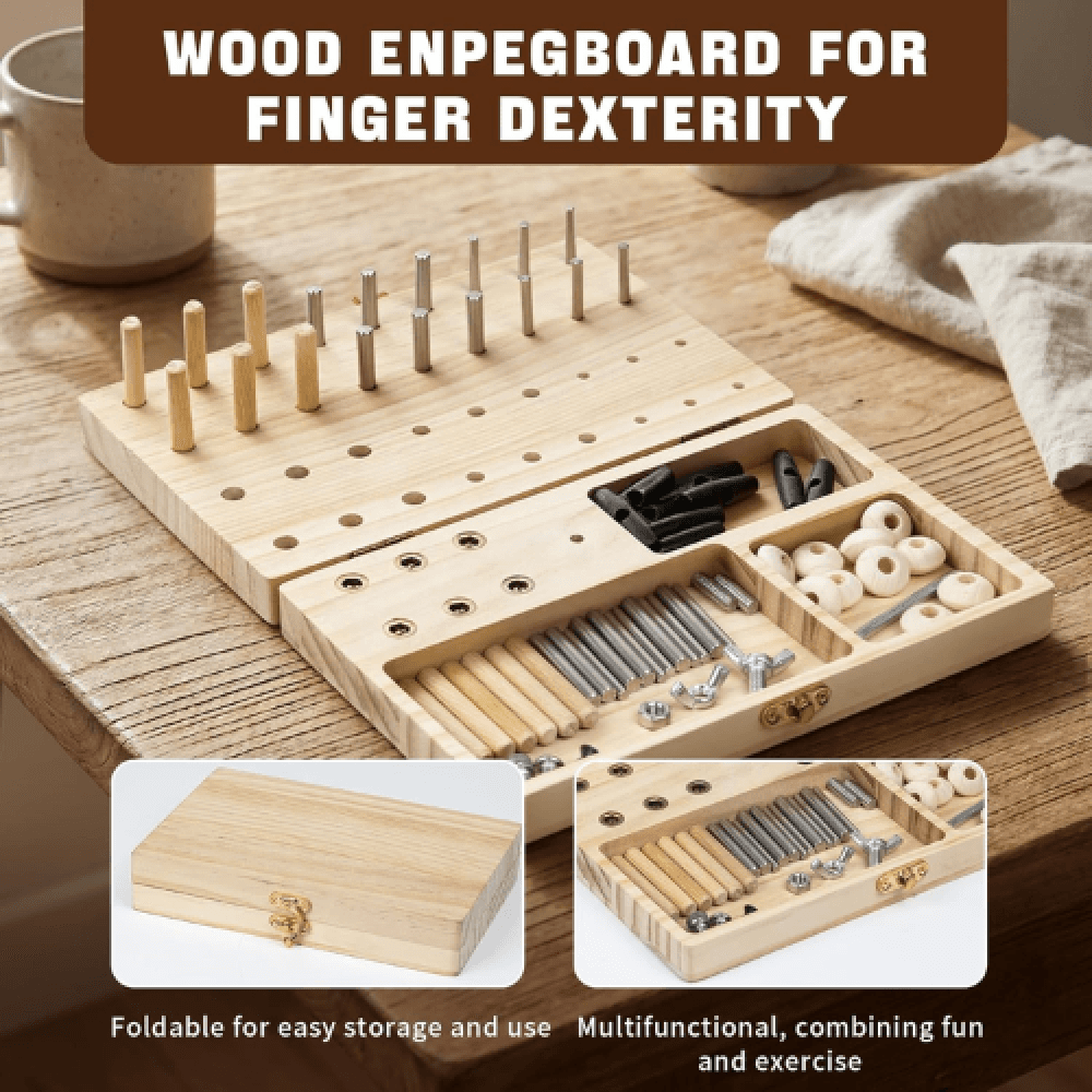 Wooden Finger Exercise Pegboard, 43 Holes