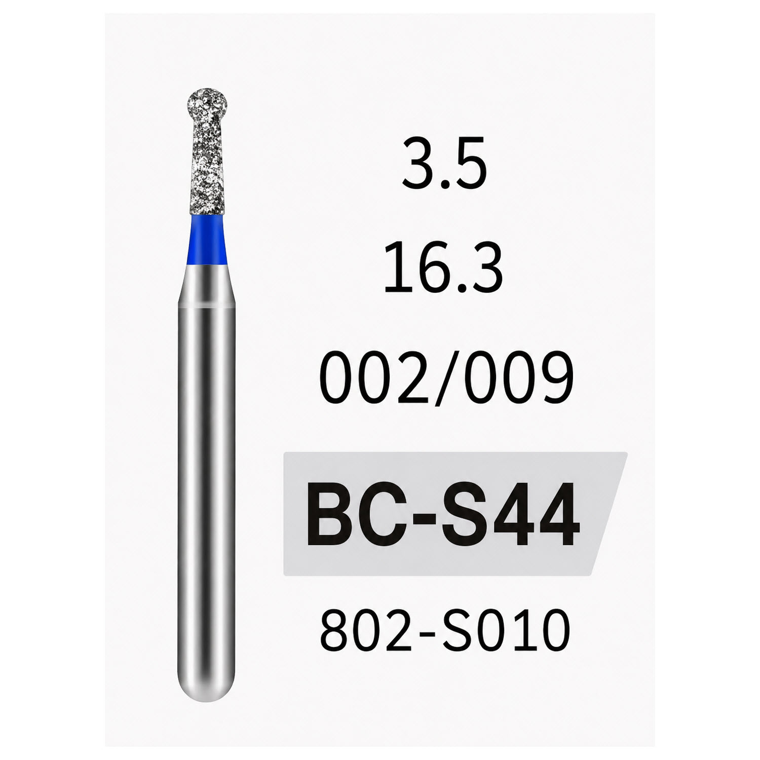 نهاية كروية مع طوق قصير BC-S44، حبيبات قياسية، 002/009