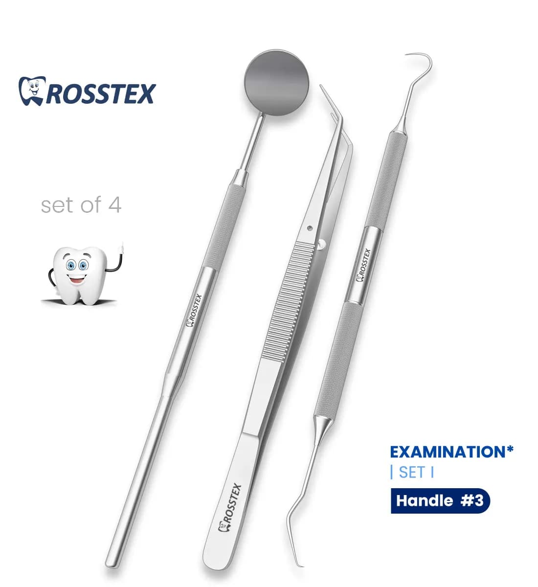 Dental Examination Set, 4 Pcs, Handle No. 3