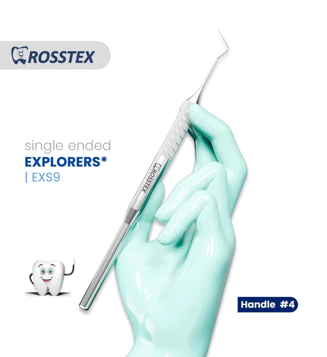 Dental Explorer 9, Handle No. 4, Single Ended