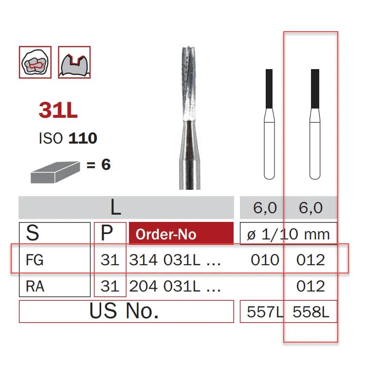 Carbide Bur, FG 012, Long Cylinder ISO #109