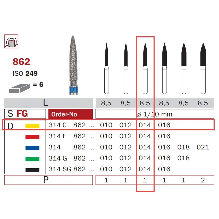 سنبلة ألماسية FG 014 ناعم جدا لهب ISO #249
