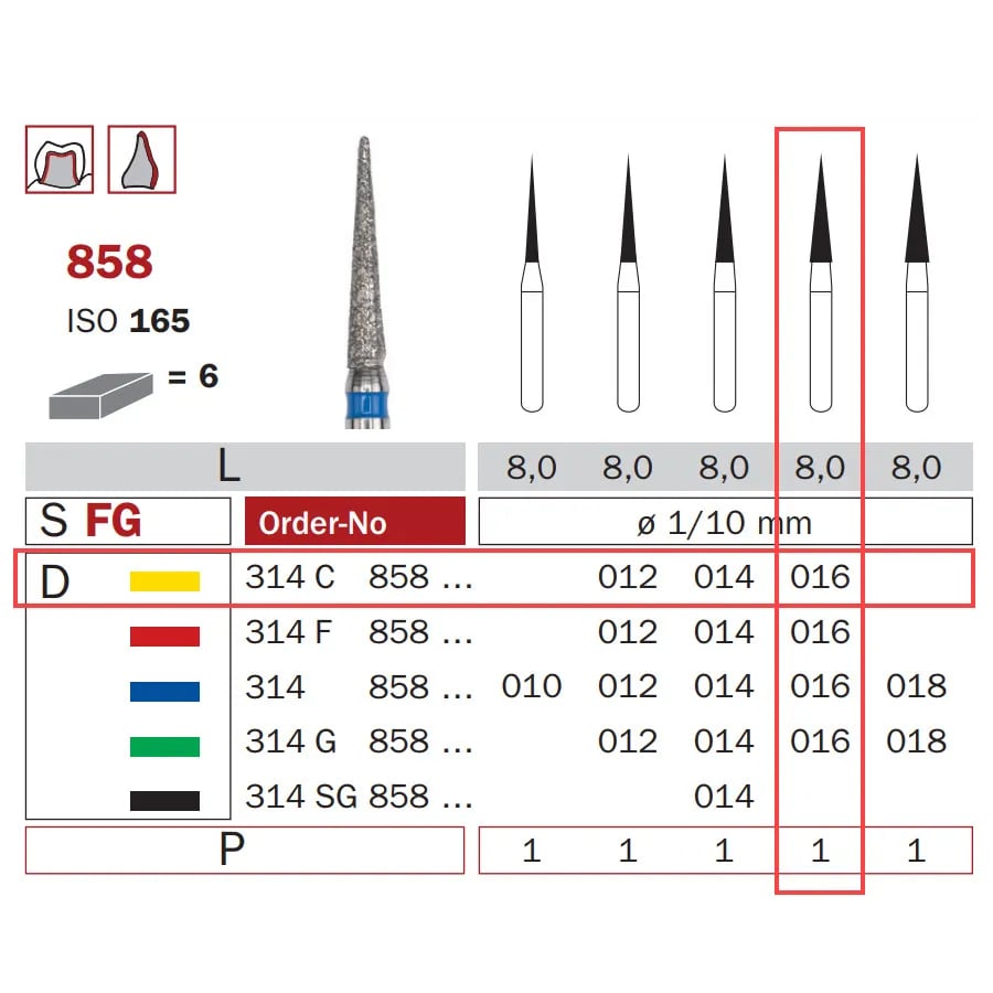 سنبلة ألماسية FG 016 فائقة النعومة مخروط ISO #165