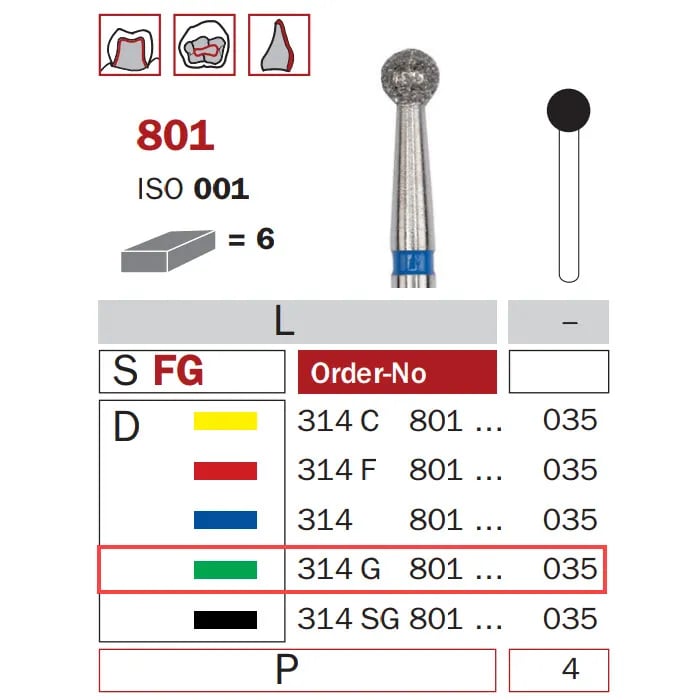 سنابل ألماسية FG 035 خشنة مستديرة ISO #001
