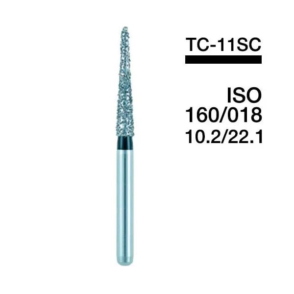 Diamond Burs FG Long Tapered Flat Ended Shape #173-017, TC-11SC