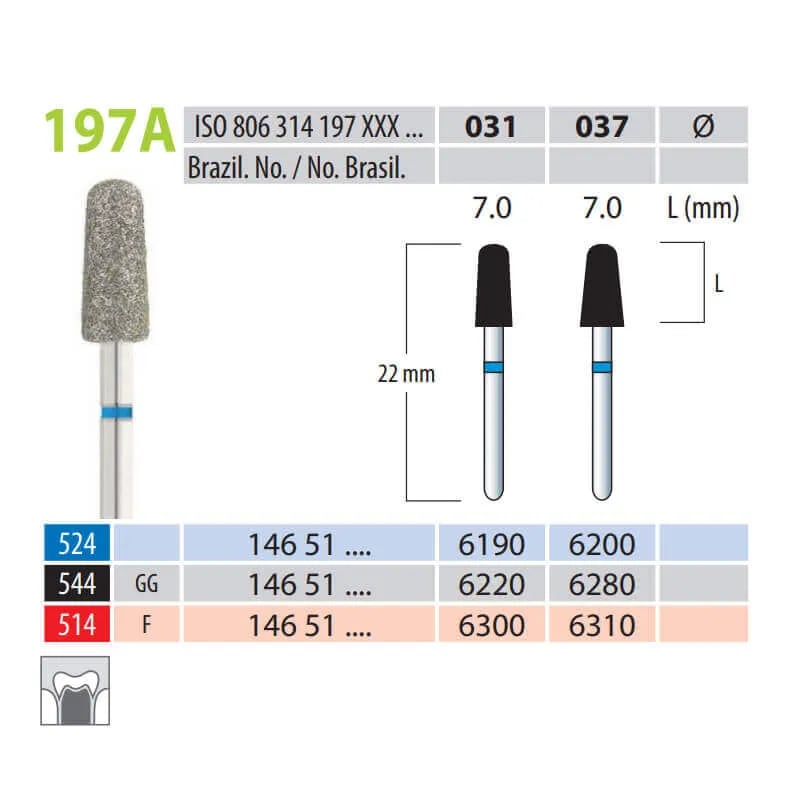 Diamond Burs, Bullet, FG 197A-037, Medium