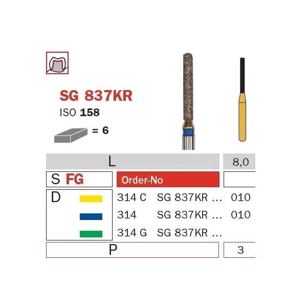 سنابل ألماسية FG 010 متوسطة أسطوانة كتف مستدير جولديز ISO #158