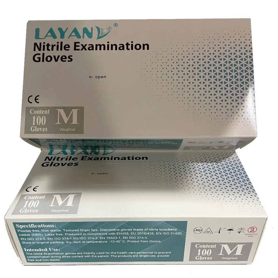 Layan Blue Nitrile Examination Gloves Large