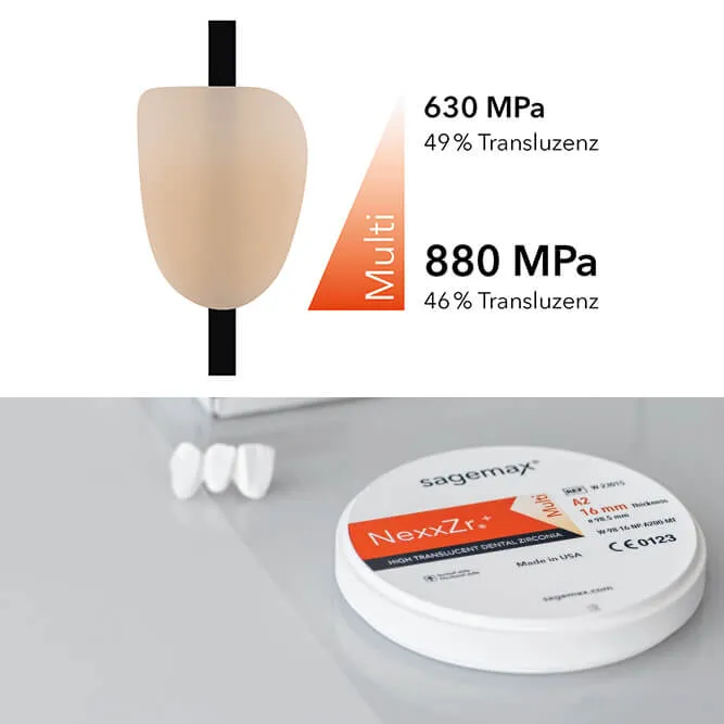 NexxZr +, B1, 98, 16mm, HT+, Multi, قرص زركونيا بلوك