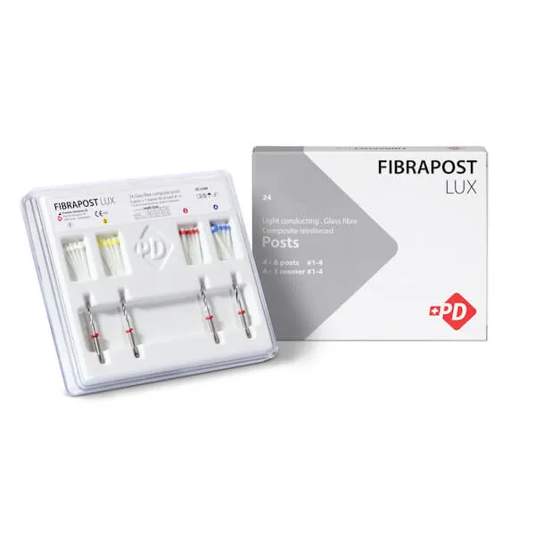 مجموعة Fiberapost Lux LC المتنوعة، رقم 1-4، دعامة + ريمر