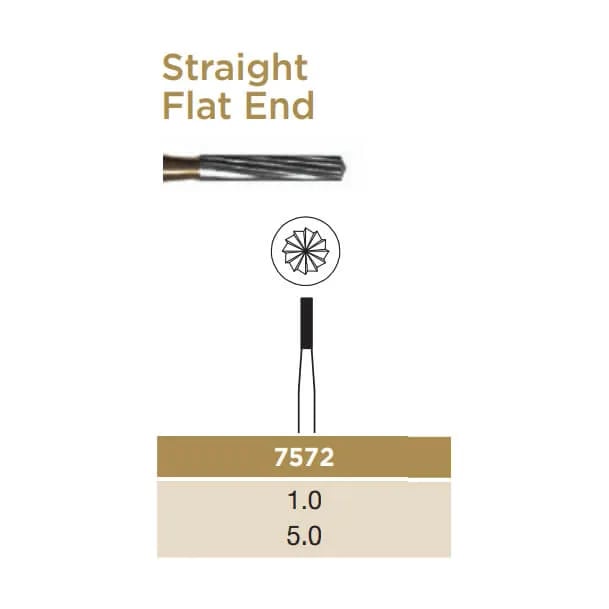 Trimming & Finishing Carbide Bur, Straight Flat End, FG-010, 12 Blades
