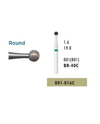 Diamond Bur Br-40C (001-016C), Green, Pack of 5